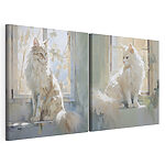 Modulaire canvasprint Kat die op een vensterbank zit