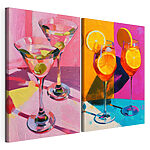 Modulaire canvasprint Schilderij van een paar martiniglazen