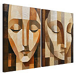 Modulaire canvasprint Rustige, abstracte gezichten in harmonie