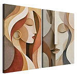 Modulaire canvasprint Elegante gezichten in een abstract ontwerp