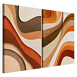 Modulaire canvasprint Abstracte golven in warme tinten