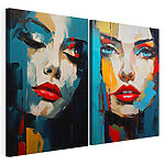 Modulaire canvasprint Collage van het gezicht van een vrouw