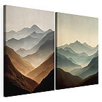 Modulaire canvasprint Vergelijking van bergen met mist