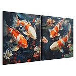 Modulaire canvasprint Collage van een paar vissen die in het water zwemmen
