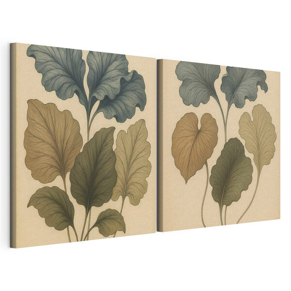 Modulaire canvasprint De verfijnde bladpatronen van de natuur in beeld gebracht