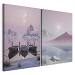 Modulaire canvasprint Twee boten op een meer