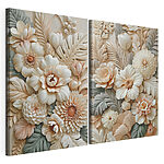 Modulaire canvasprint Collage van bloemen en bladeren