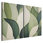 Modulaire canvasprint Zachte lijnen in groen en beige