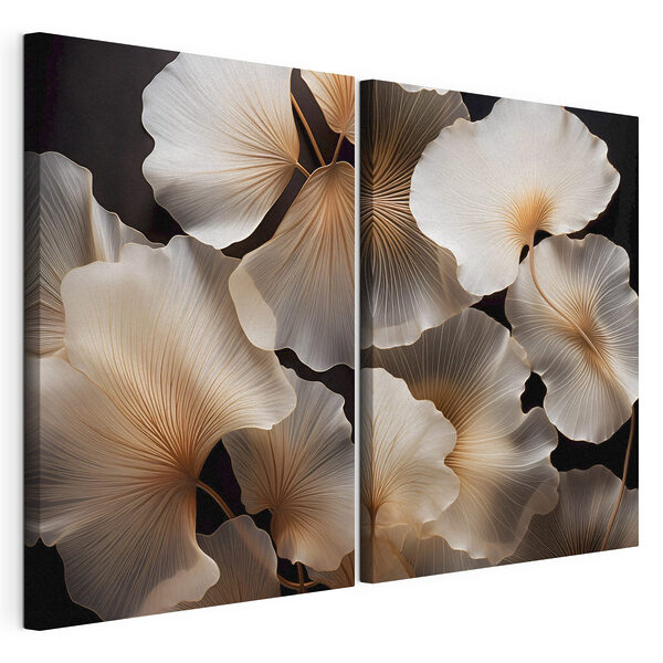 Collage van witte en bruine bladeren Modulaire canvasprint Collage van witte en bruine bladeren