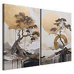 Modulaire canvasprint Schilderij van een boom en een cirkel