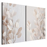 Modulaire canvasprint Fijne blaadjes in zachte tinten