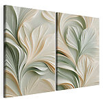 Modulaire canvasprint Collage van een wit en groen bloemmotief
