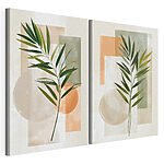 Modulaire canvasprint Schilderij van bladeren en vierkanten