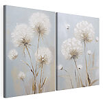 Modulaire canvasprint Schilderij van bloemen op een blauwe achtergrond