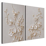 Modulaire canvasprint Elegant bloemmotief in neutrale tinten