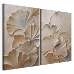 Modulaire canvasprint Fijne ginkgobladeren in zachte tinten
