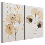Modulaire canvasprint Fijne blaadjes in zachte tinten
