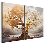 Modulaire canvasprint Boom met witte en gele bladeren