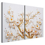 Modulaire canvasprint Fijne bloesems aan soepel buigende takken