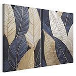 Modulaire canvasprint Elegante bladeren in contrasterende kleuren