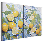 Modulaire canvasprint Schilderij van citroenen en bladeren