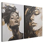 Modulaire canvasprint Collage van het gezicht van een vrouw en een schilderij van het gezicht van een vrouw