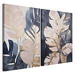 Modulaire canvasprint Elegante bladeren in zachte kleuren