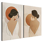 Modulaire canvasprint Vrouw in witte en bruine jurken