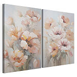 Modulaire canvasprint Schilderij van bloemen op een blauwe achtergrond