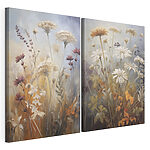 Modulaire canvasprint Schilderij van bloemen en gras