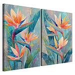 Modulaire canvasprint Schilderij van bloemen en bladeren