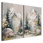Modulaire canvasprint Schilderij van bergen en bomen