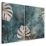 Modulaire canvasprint Weelderig gebladerte in tropische tinten