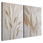 Modulaire canvasprint Collage van witte en bruine planten