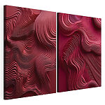 Modulaire canvasprint Rode en roze golvende lijnen