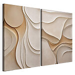 Modulaire canvasprint Collage van witte en bruine golvende vormen