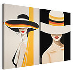 Modulaire canvasprint Vrouw met een hoed op