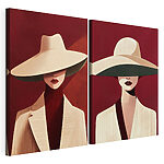 Modulaire canvasprint Collage van een vrouw met een hoed op