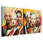 Modulaire canvasprint Collage van vrouwen in verschillende kleuren