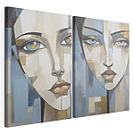 Modulaire canvasprint Schilderij van het gezicht van een vrouw