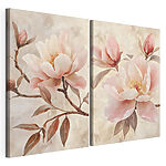 Modulaire canvasprint Verfijnde bloemen in zachte pasteltinten