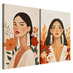 Modulaire canvasprint Collage van een vrouw met bloemen