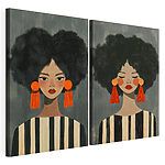 Modulaire canvasprint Een paar vrouwen met grote oorbellen