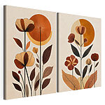 Modulaire canvasprint Schilderij van bloemen en bladeren