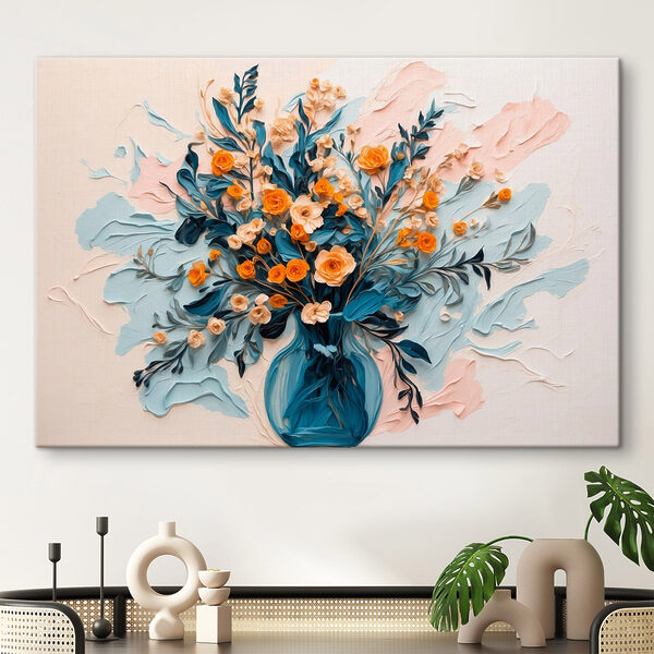 Schilderij van bloemen in een vaas Canvas Schilderijen Schilderij van bloemen in een vaas